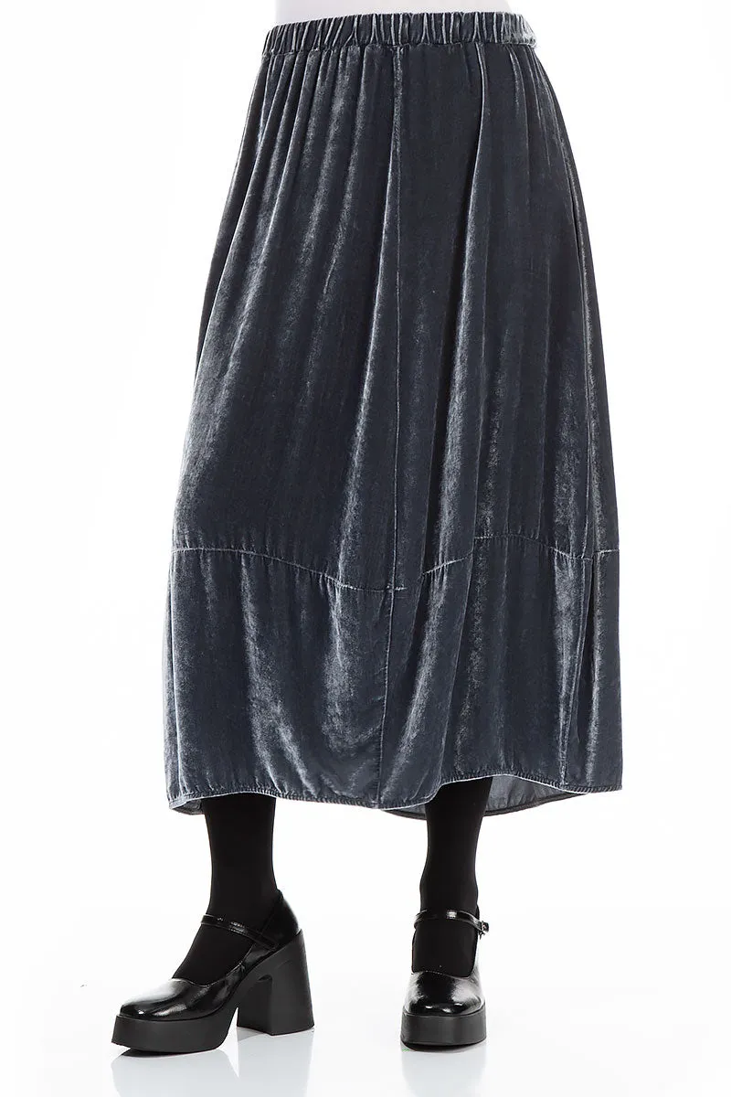 Balloon Silver Silk Velvet Skirt