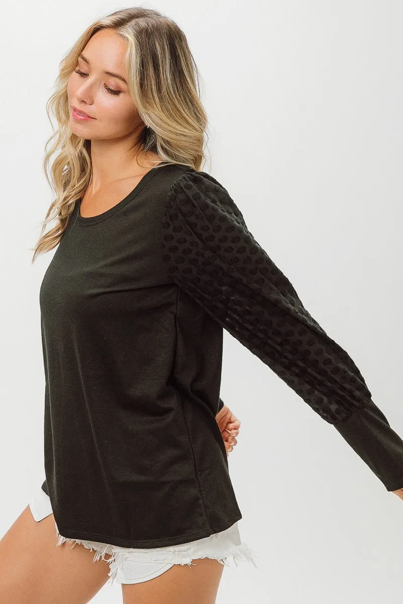 BiBi™ | Polka Dot Lantern Sleeve Top