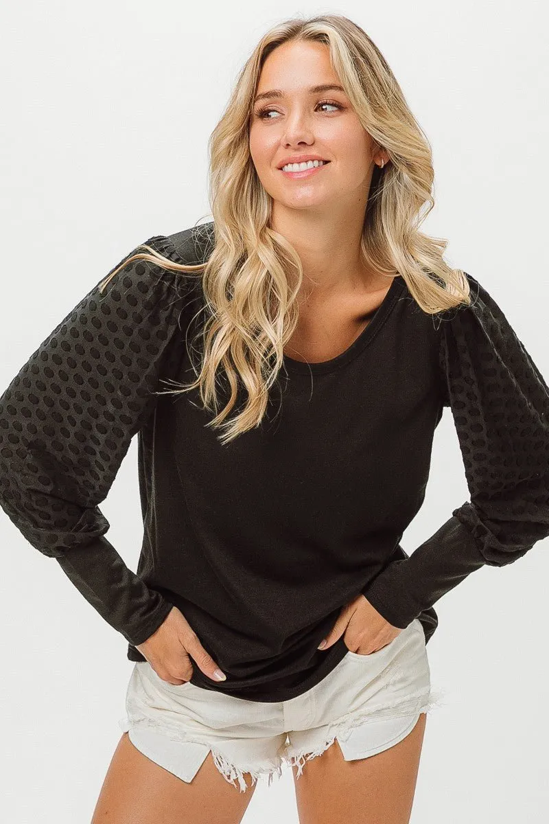 BiBi™ | Polka Dot Lantern Sleeve Top