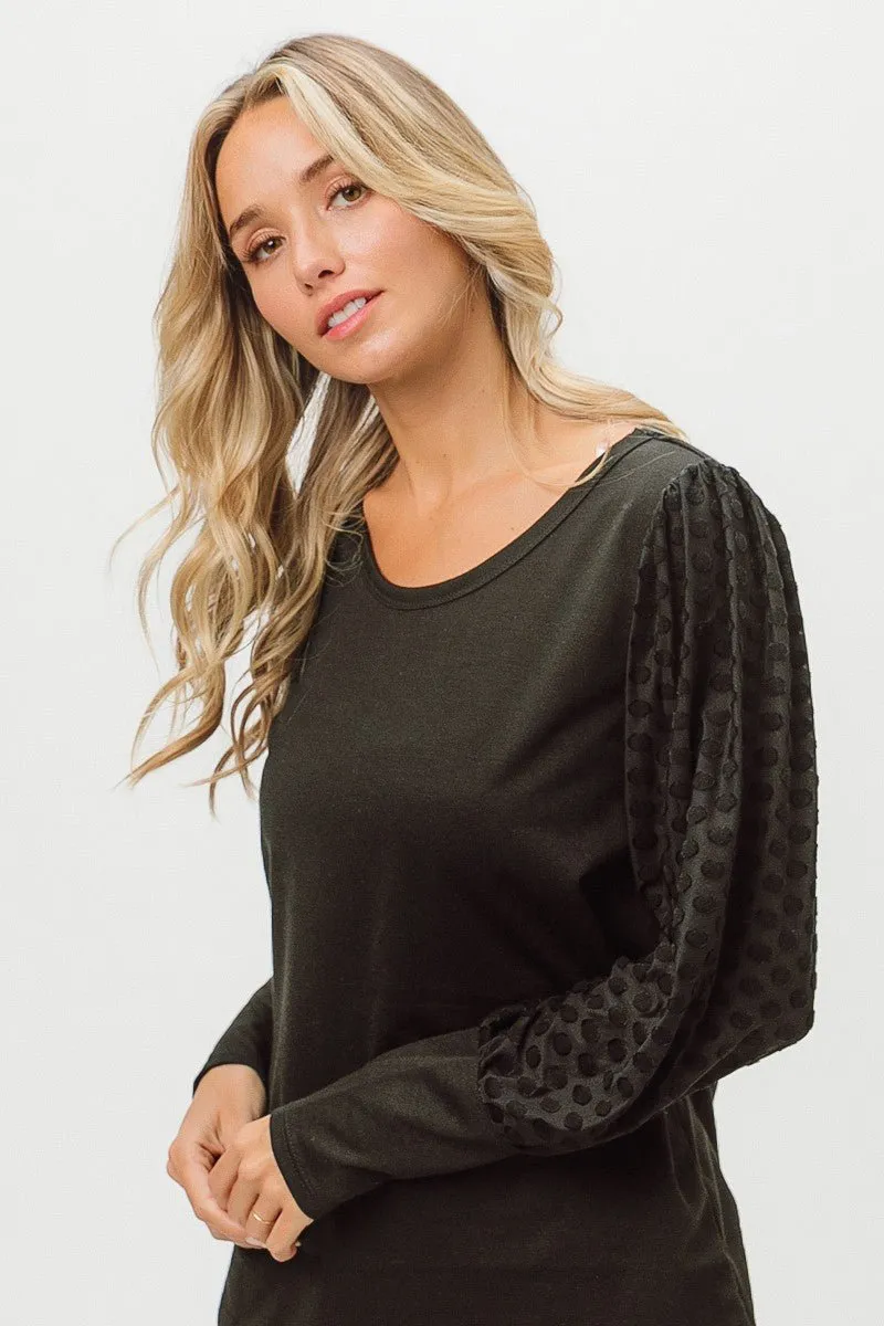 BiBi™ | Polka Dot Lantern Sleeve Top