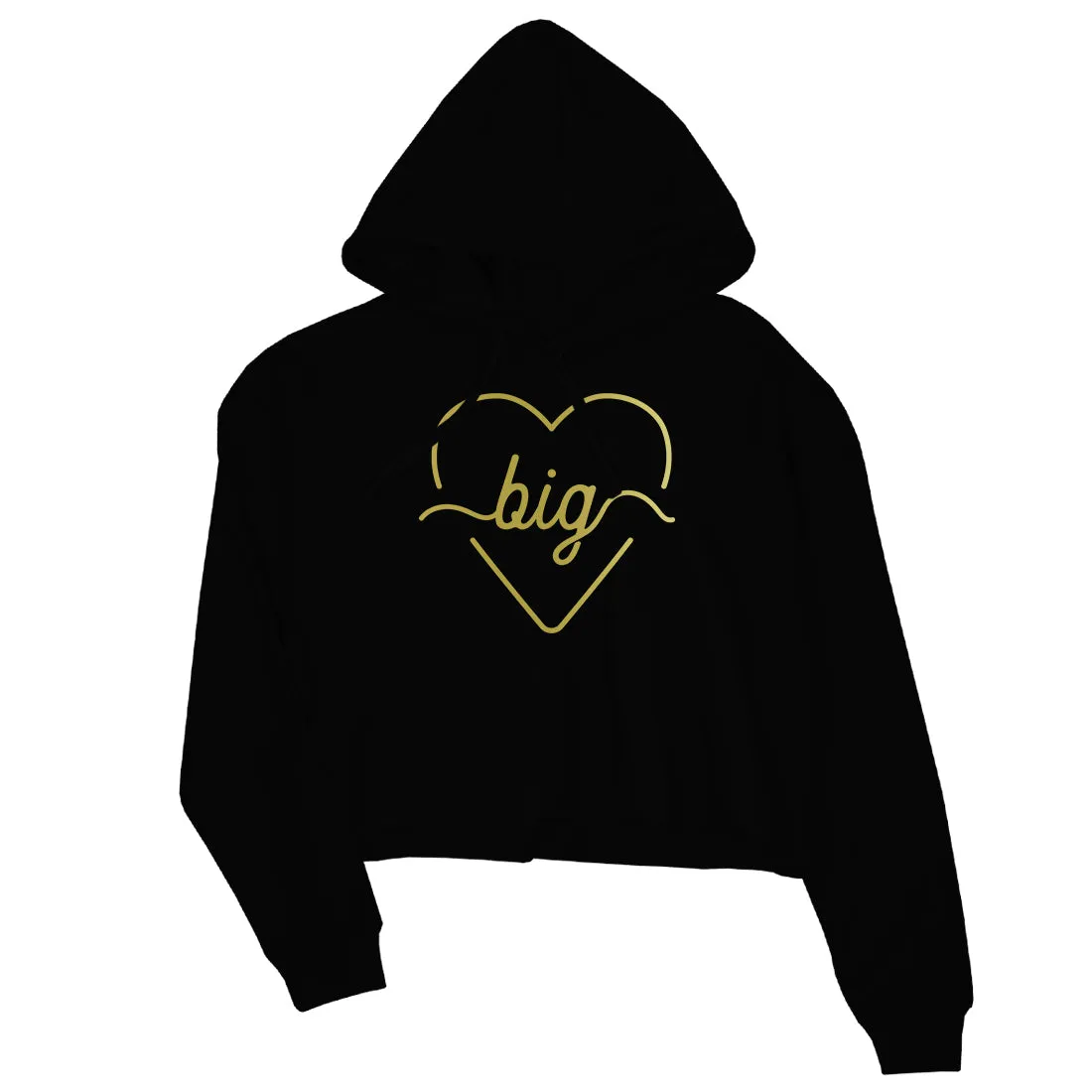 Big Little Line Heart-GOLD Womens Crop Hoodie Heartfelt Rich Cool