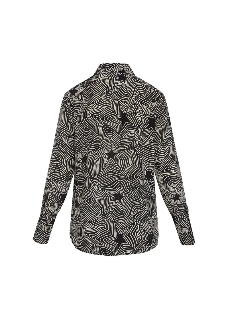 Daria French Cuff Silk Blouse - Bowie Star