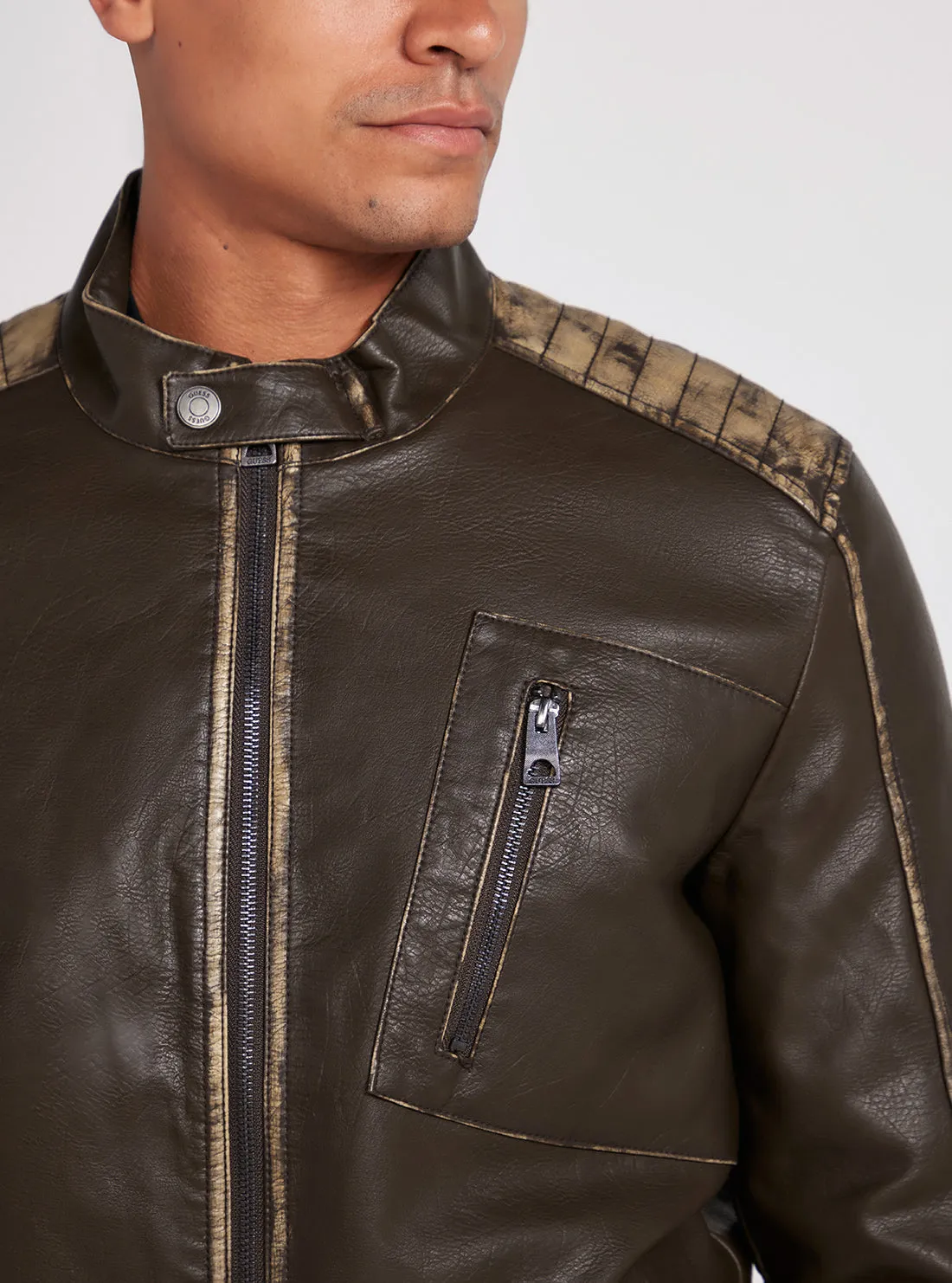 Dark Brown Washed Leather Jacket