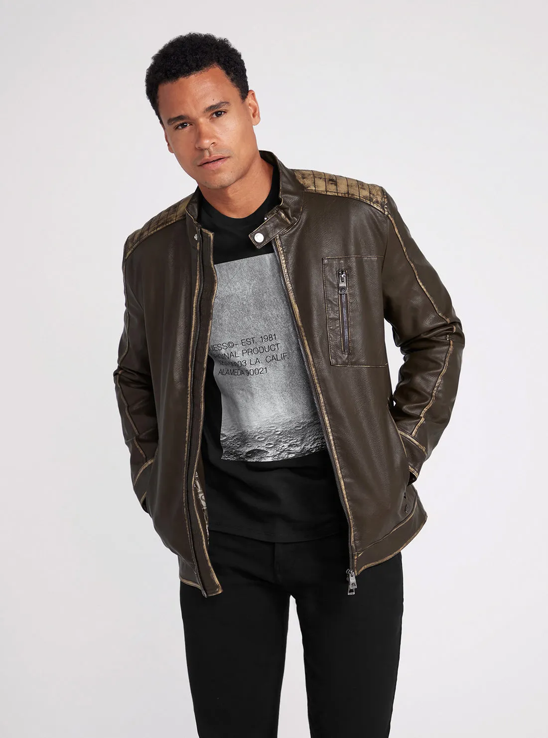 Dark Brown Washed Leather Jacket