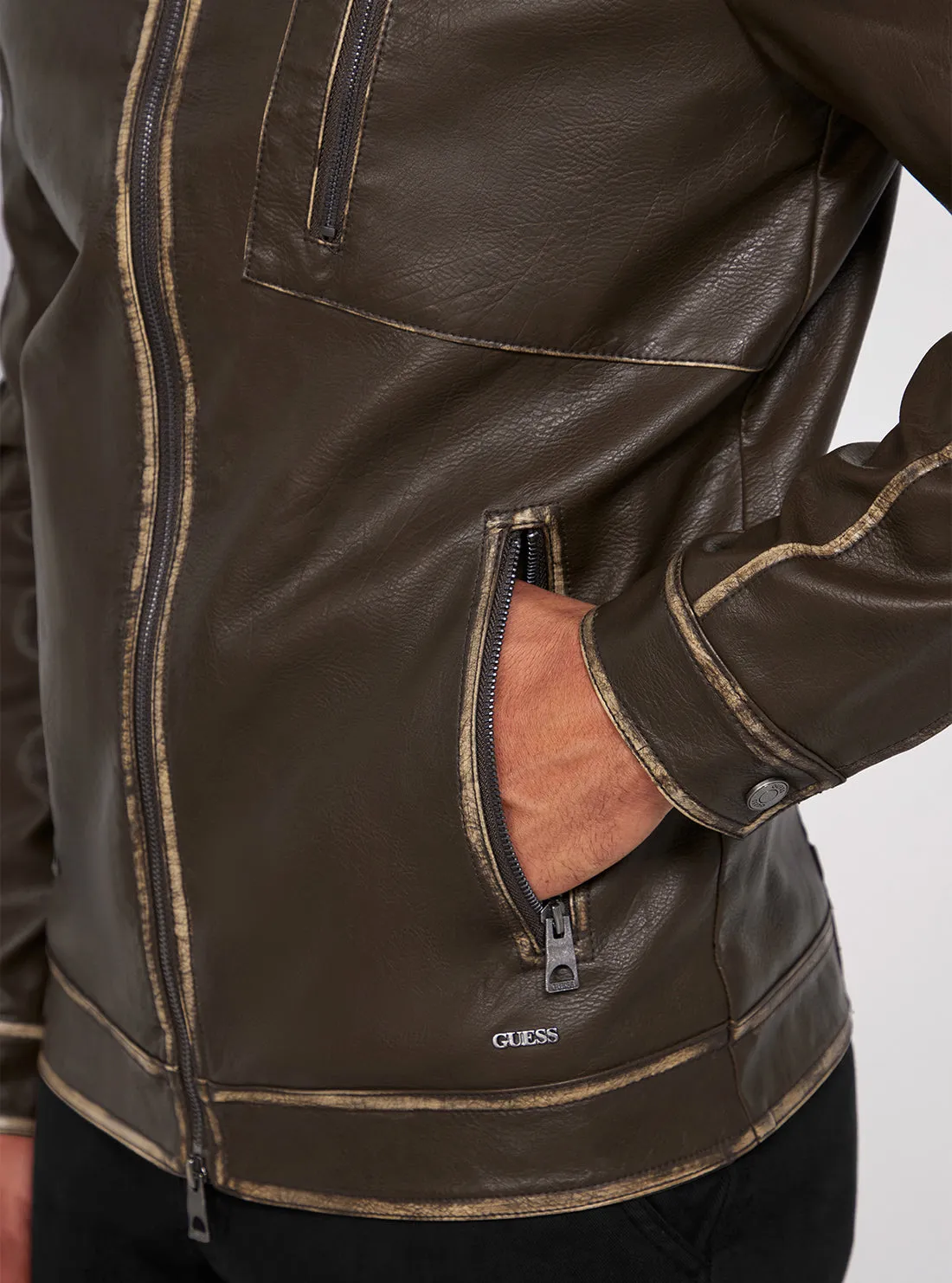 Dark Brown Washed Leather Jacket