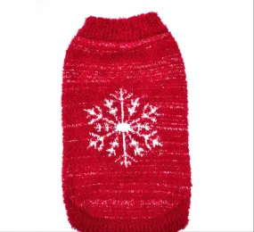 Doggie Q Double Knit Red with Snowflake Sweater