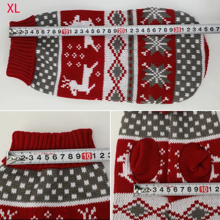 Festive Pet Sweaters for Dogs and Cats - Maroon Elk Design