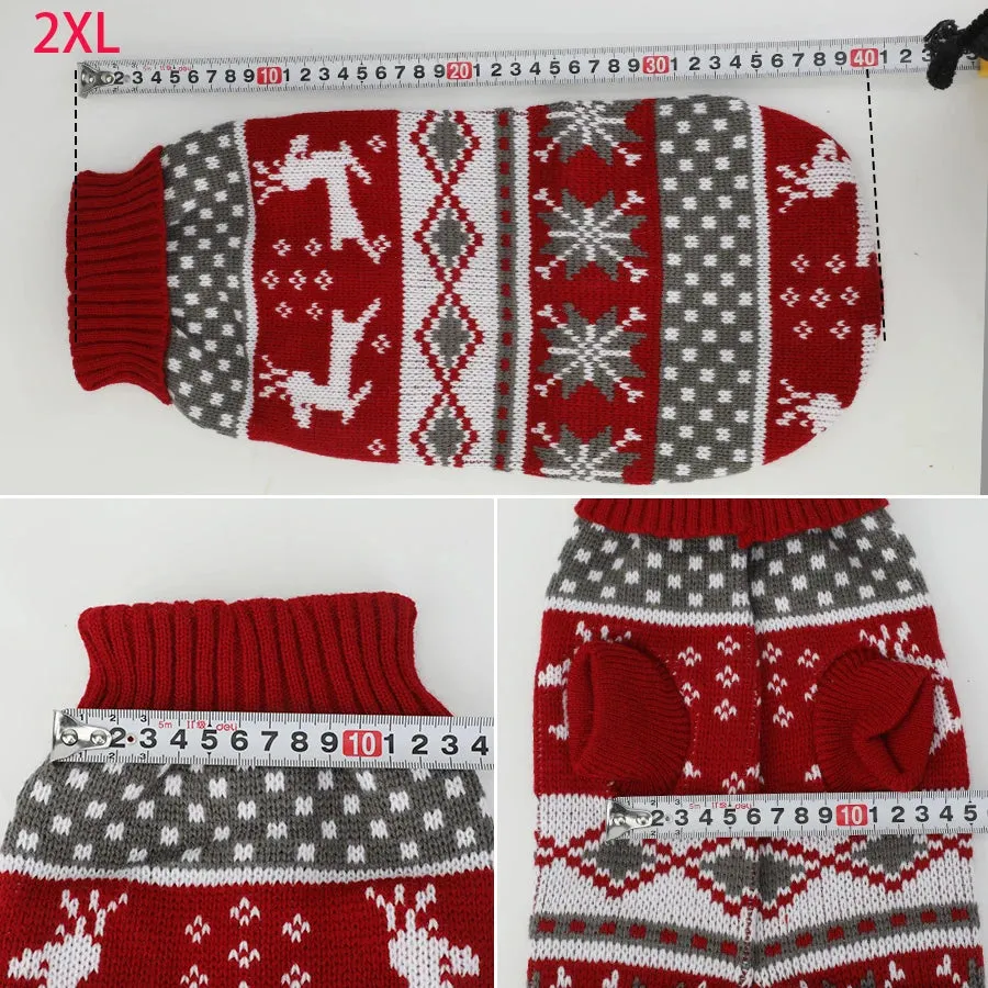 Festive Pet Sweaters for Dogs and Cats - Maroon Elk Design