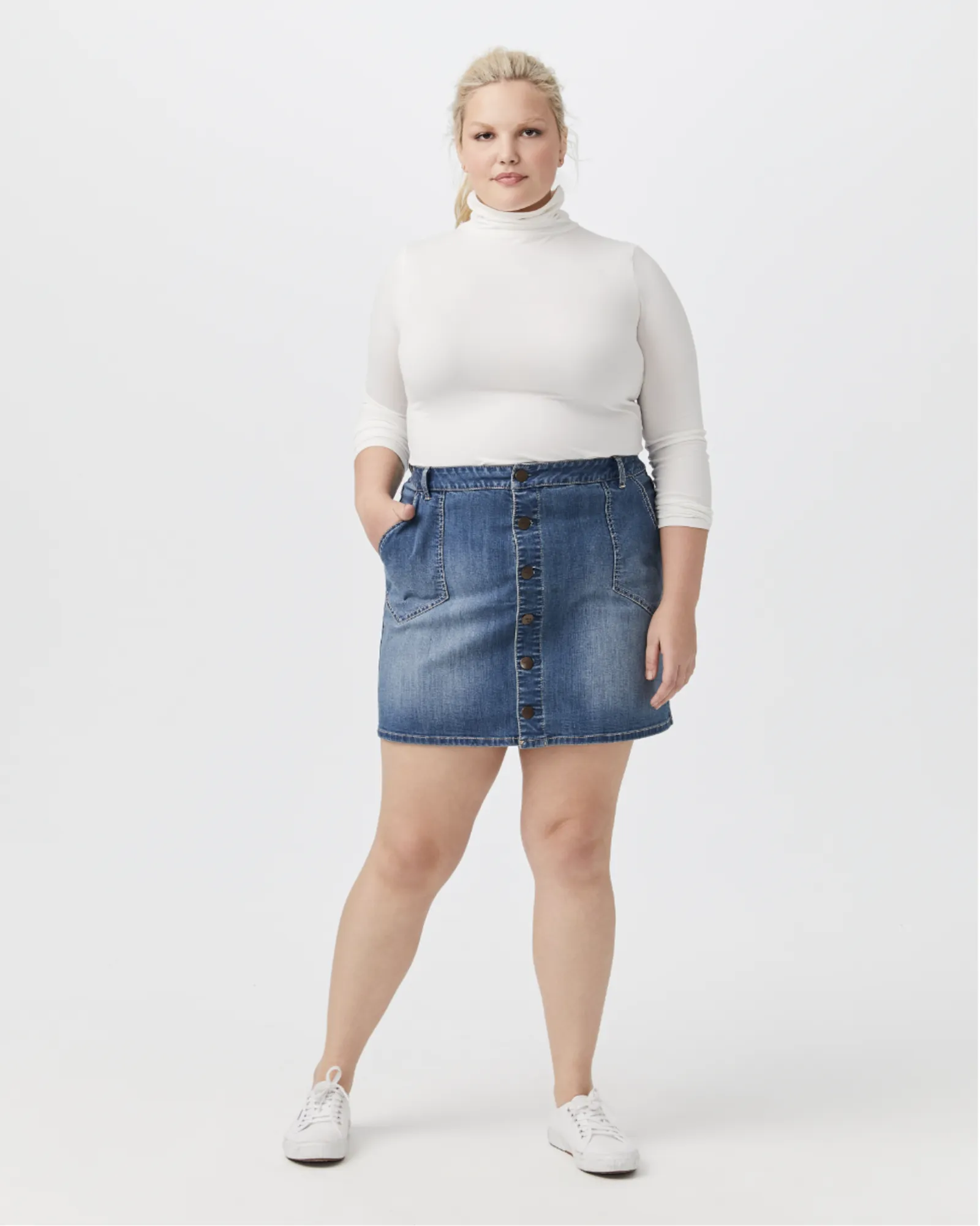 Frida Button-Front Jean Skirt | Medium Wash