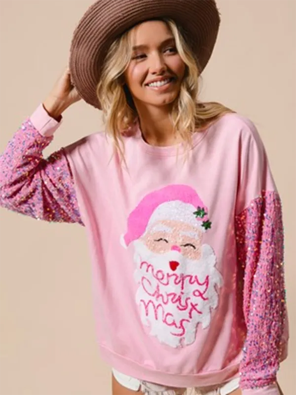 Holiday Sparkle Sweaters with Sequined Sleeves