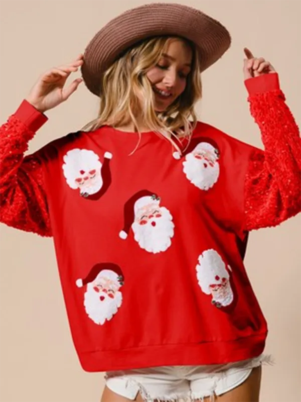 Holiday Sparkle Sweaters with Sequined Sleeves