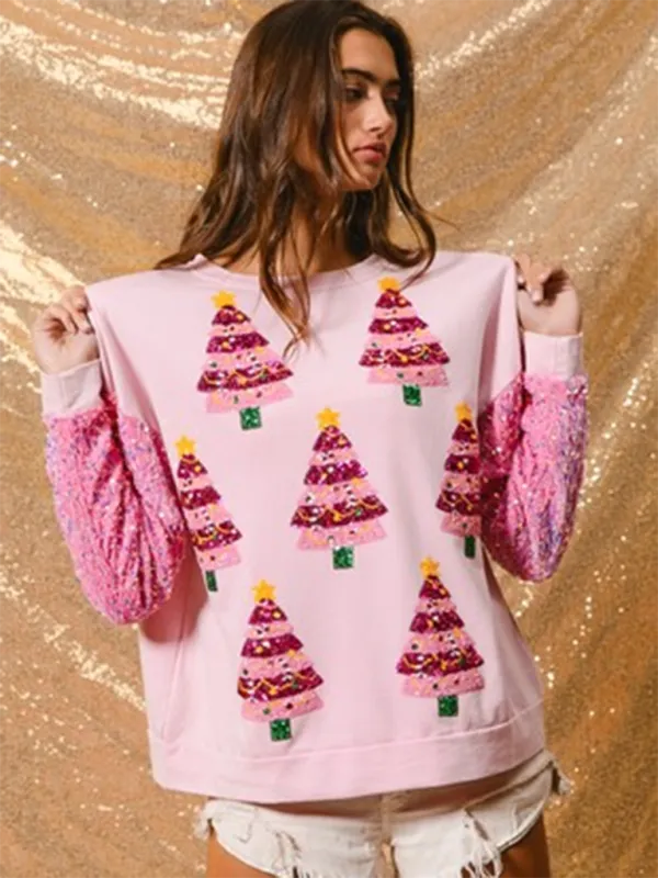 Holiday Sparkle Sweaters with Sequined Sleeves