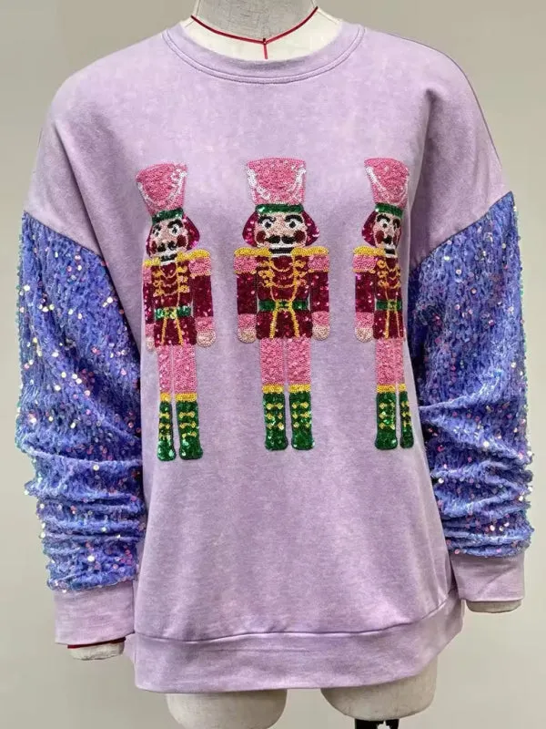 Holiday Sparkle Sweaters with Sequined Sleeves