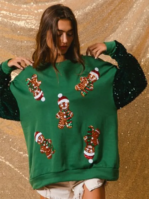 Holiday Sparkle Sweaters with Sequined Sleeves