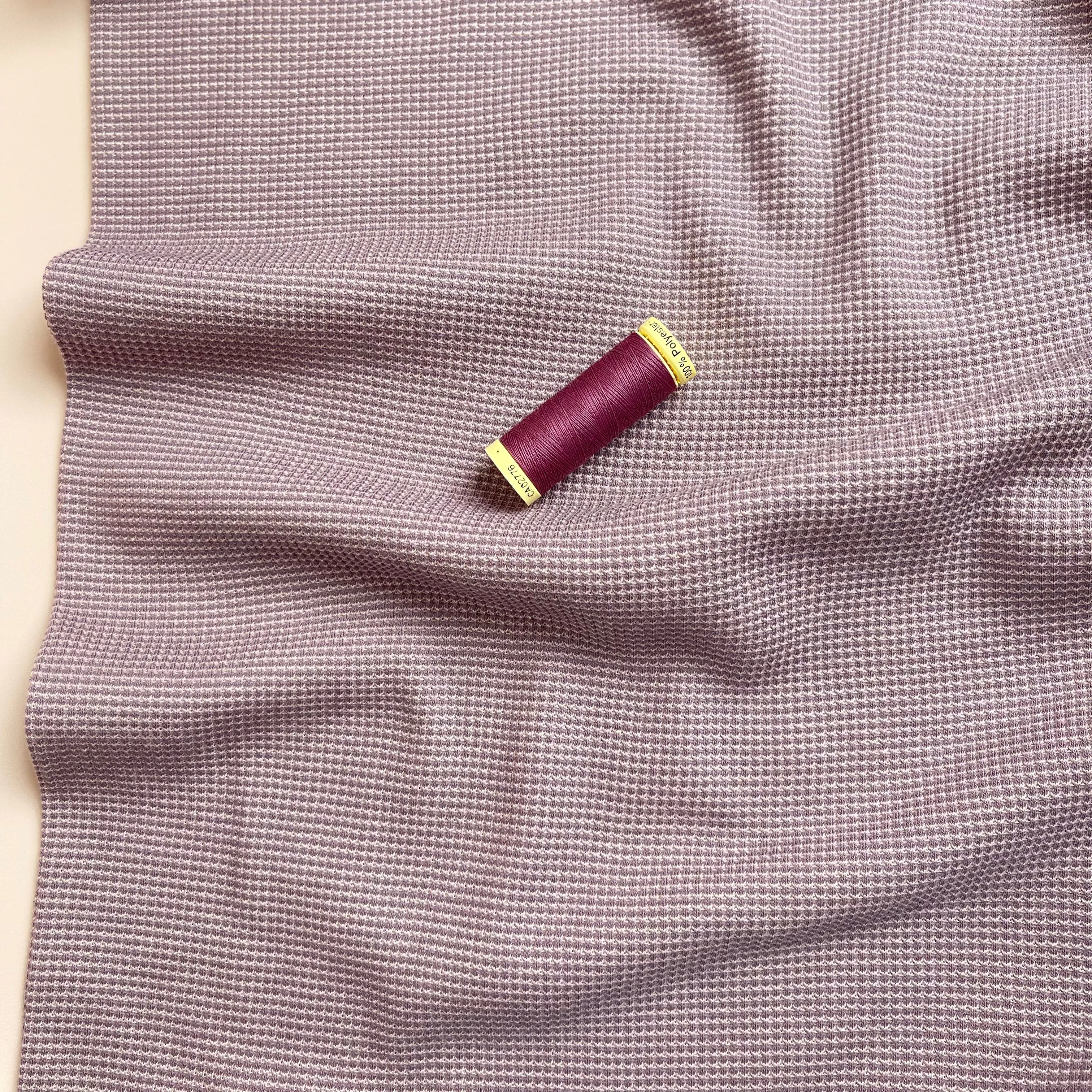 Knitted Cotton Waffle Fabric in Mauve