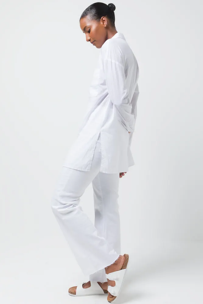 Longer Length Voile Shirt Plain  Packt White