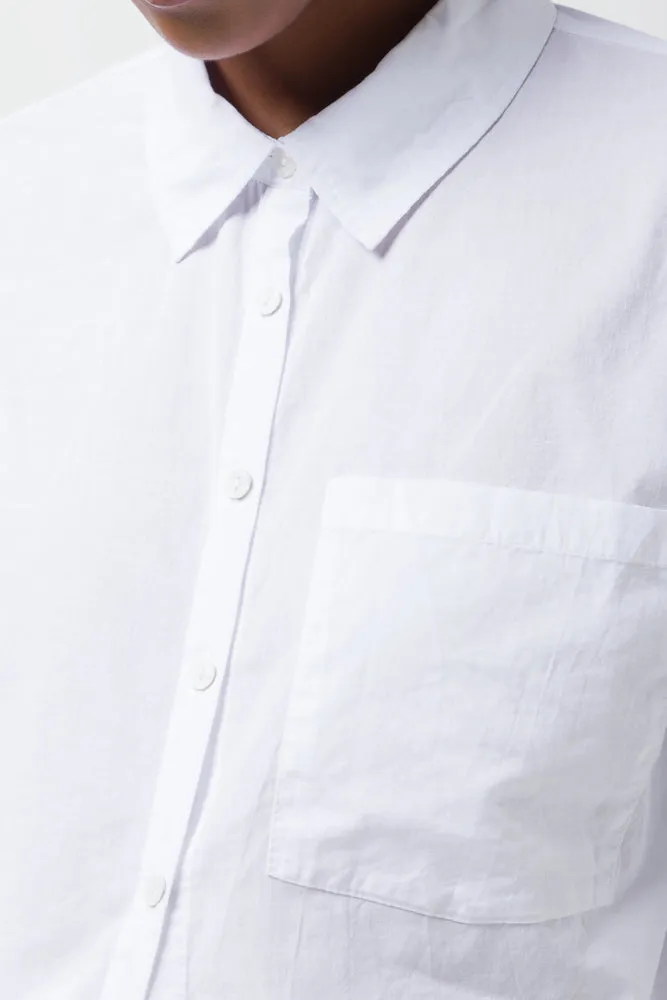 Longer Length Voile Shirt Plain  Packt White