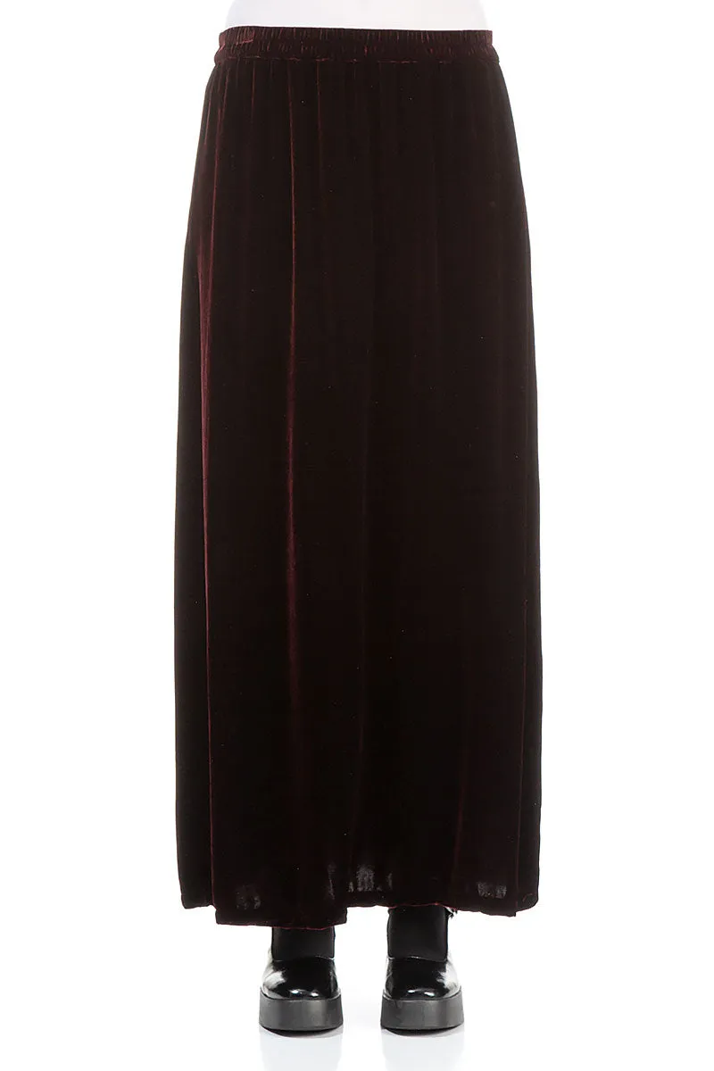 Maxi Bordeaux Silk Velvet Skirt