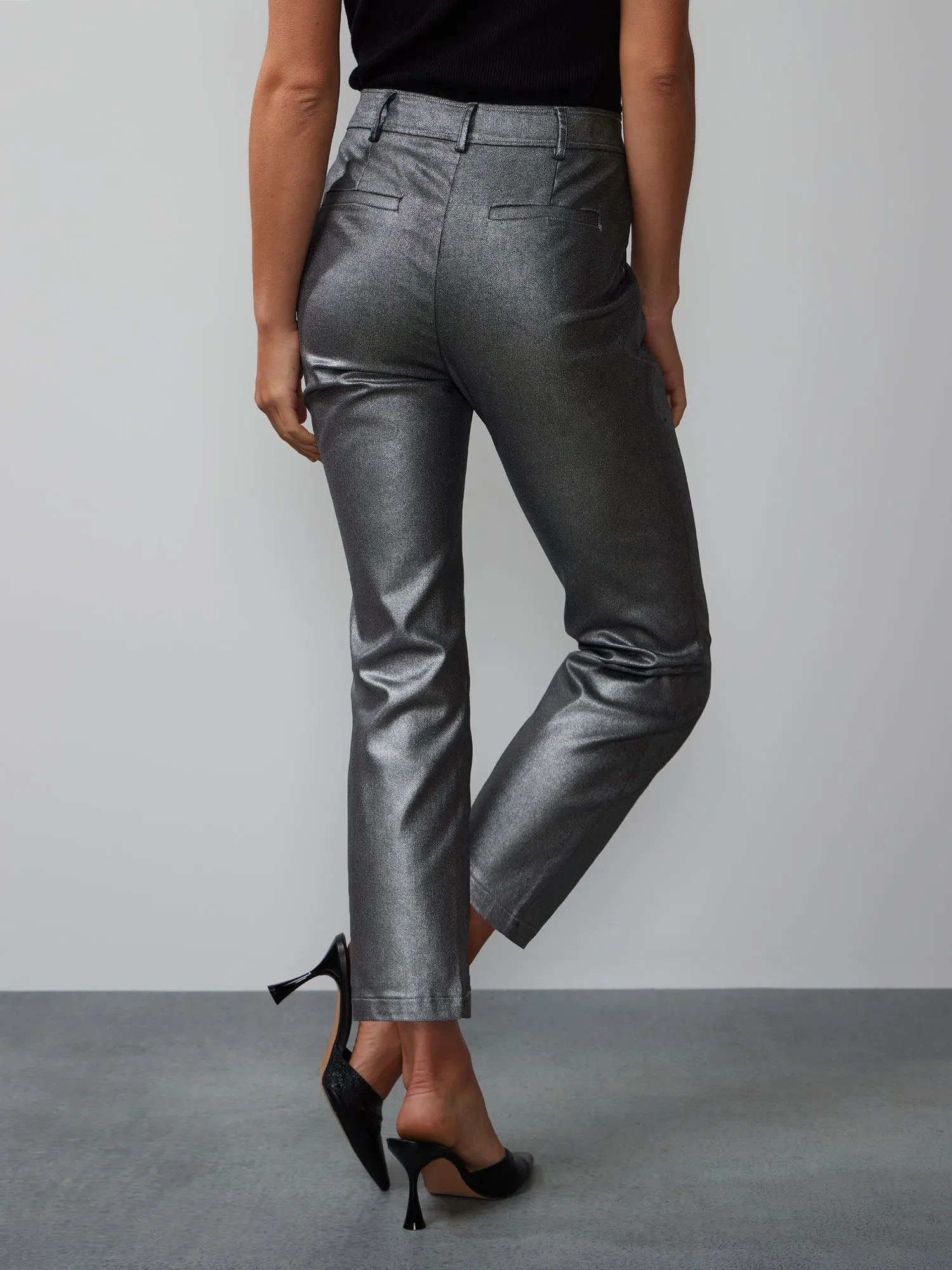 Metallic Straight Leg Pant