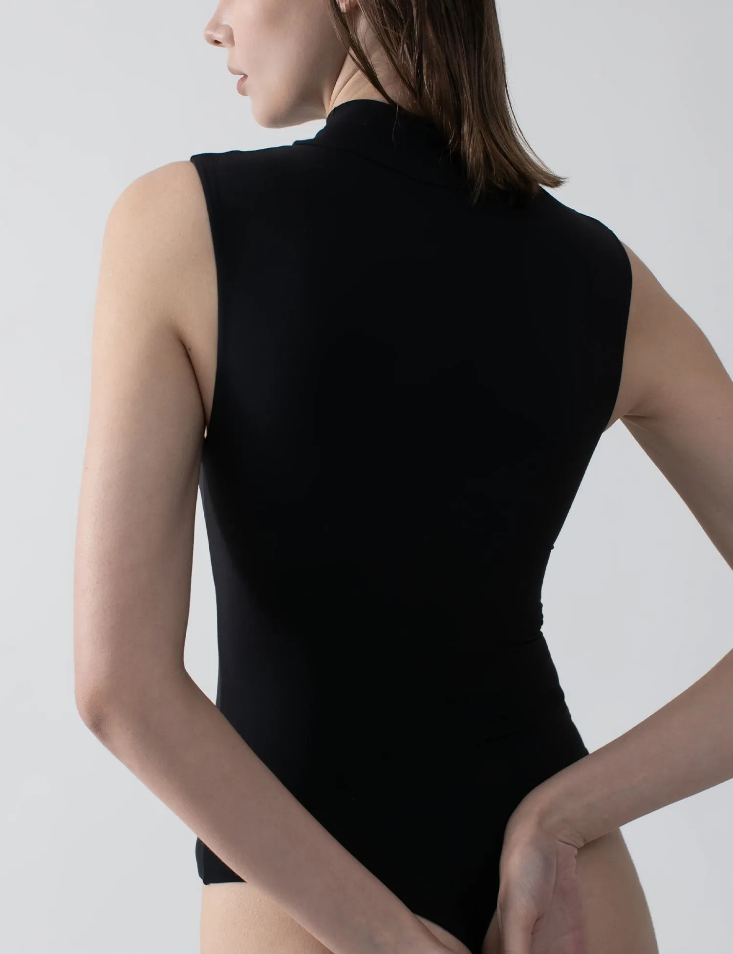 Mock Turtle Neck Sleeveless Bodysuit