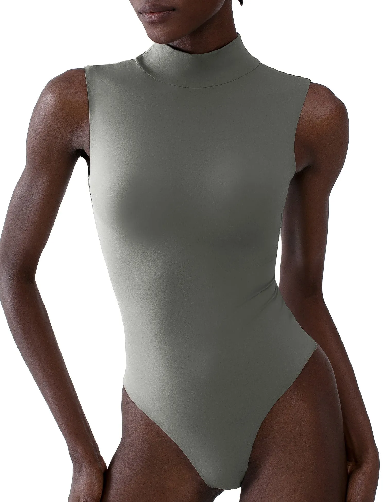 Mock Turtle Neck Sleeveless Bodysuit