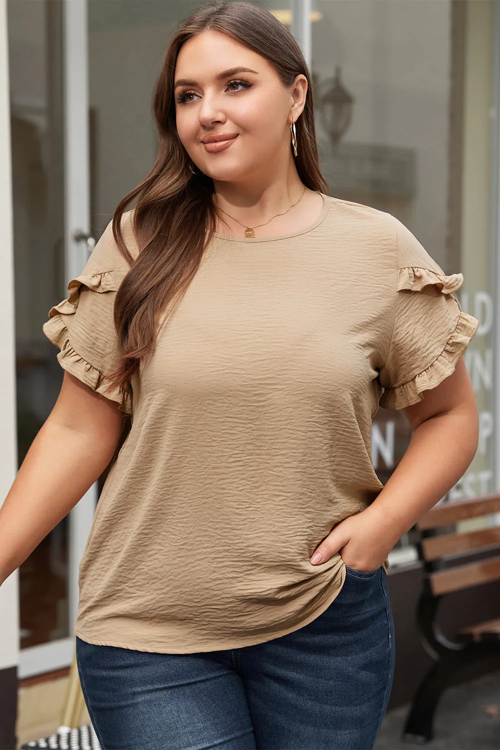 Paulina Ruffled Short Sleeve Plus Size Top