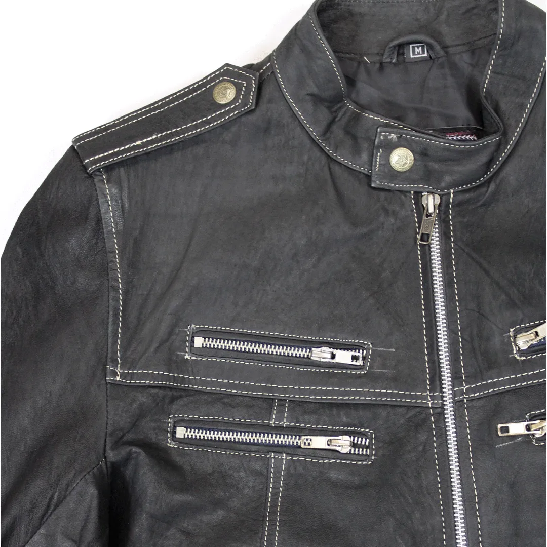 POINT Leather Black Biker  Jacket