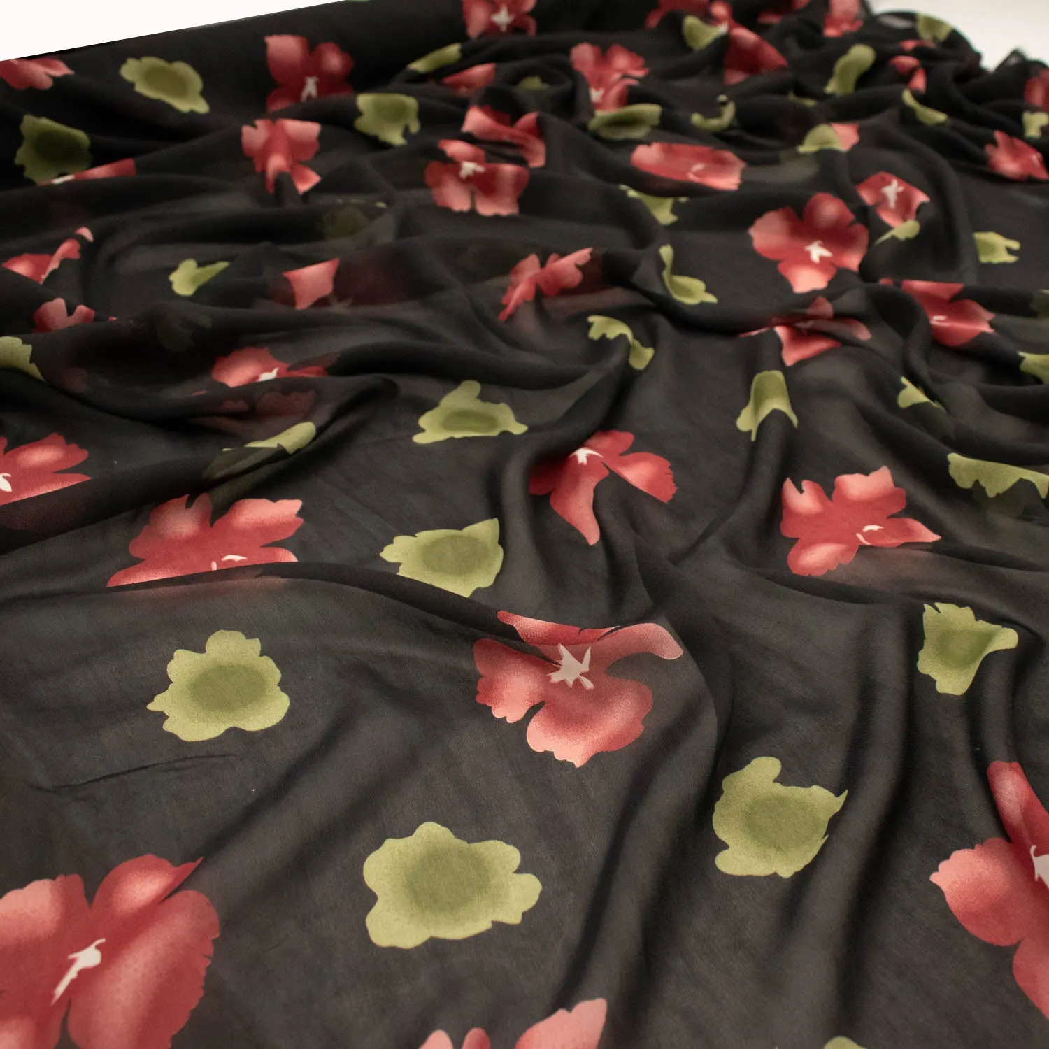 Printed Chiffon Abstract Flowers