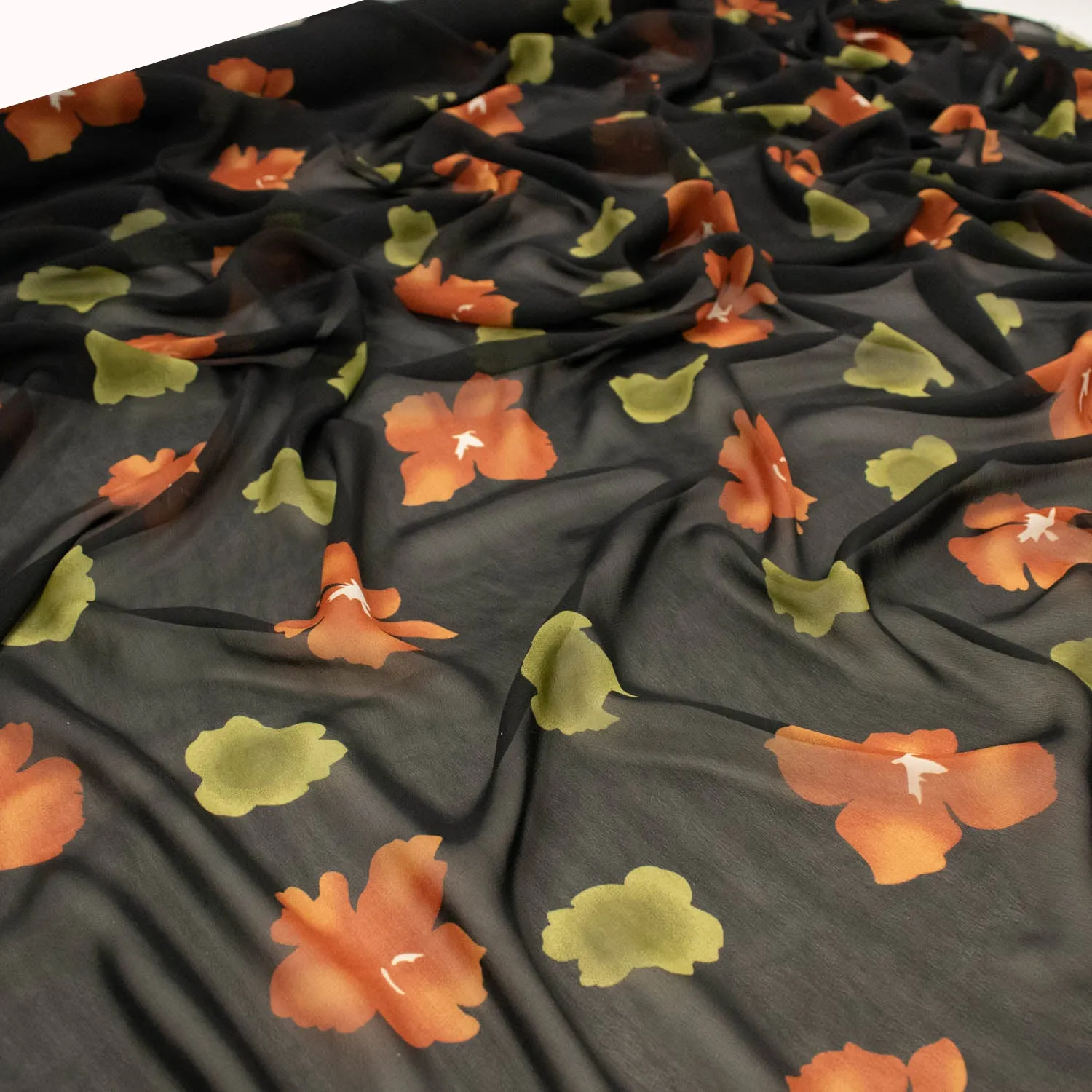 Printed Chiffon Abstract Flowers