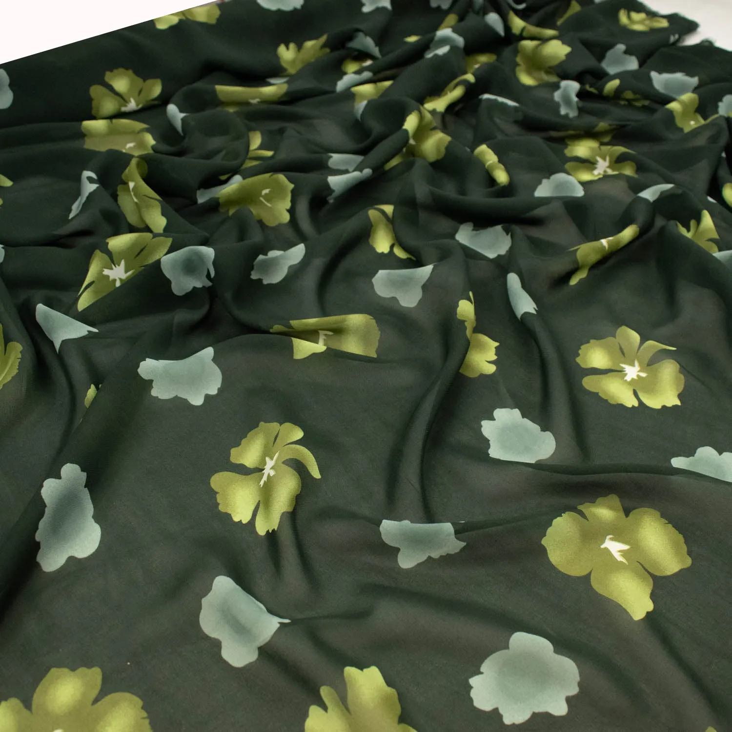 Printed Chiffon Abstract Flowers