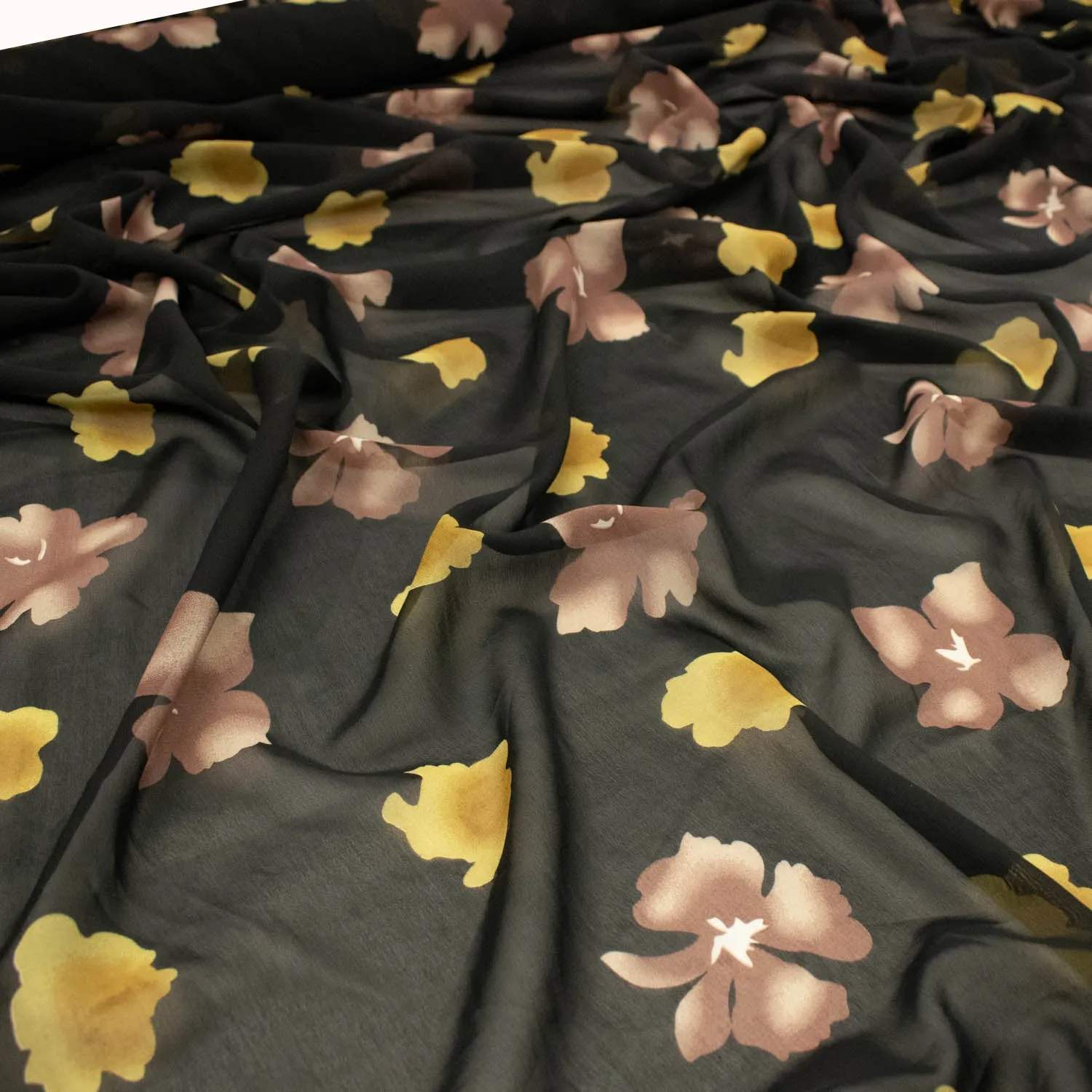 Printed Chiffon Abstract Flowers