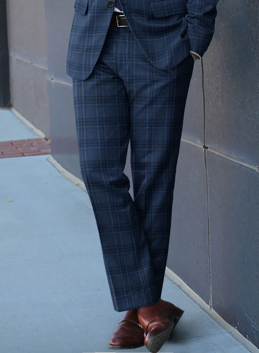 Reda Vale Blue Checks Wool Pants