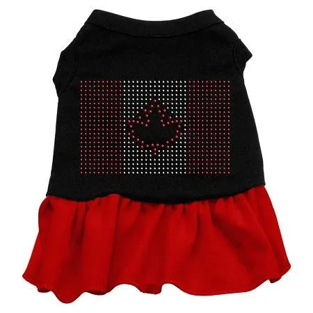 Rhinestone Canadian Flag Dress  Black with Red Med (12)