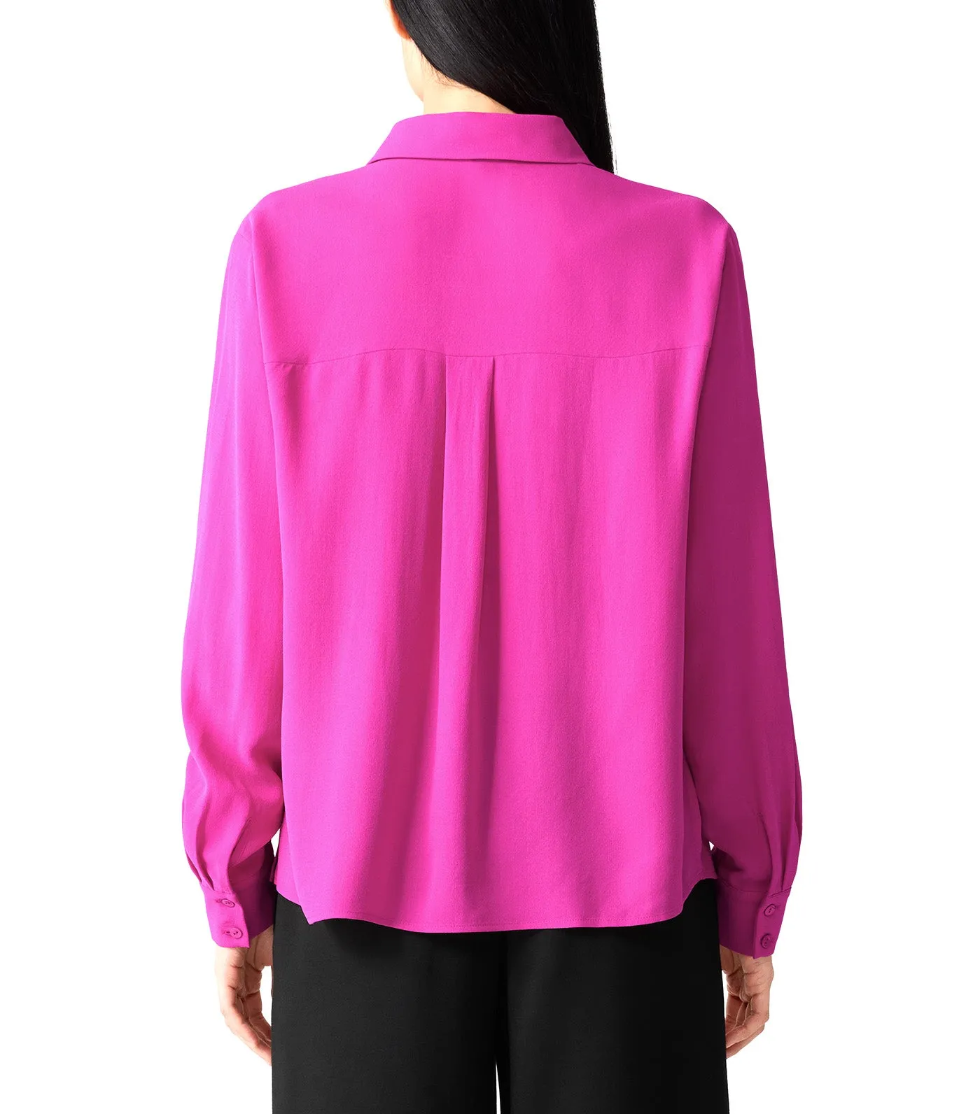 Silk Georgette Crepe Classic Collar Shirt