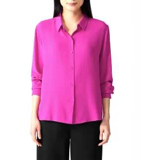 Silk Georgette Crepe Classic Collar Shirt