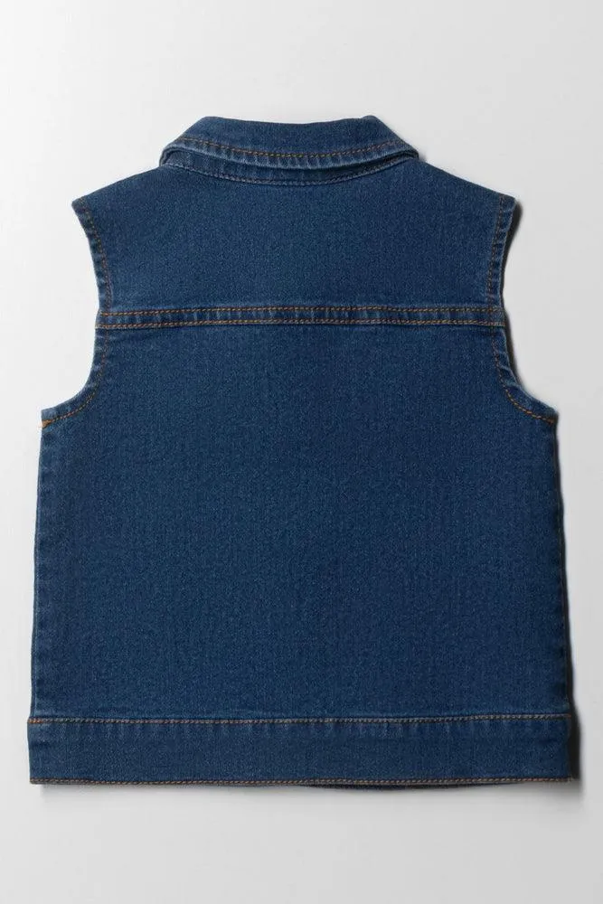 Sleeveless Denim Jacket Blue