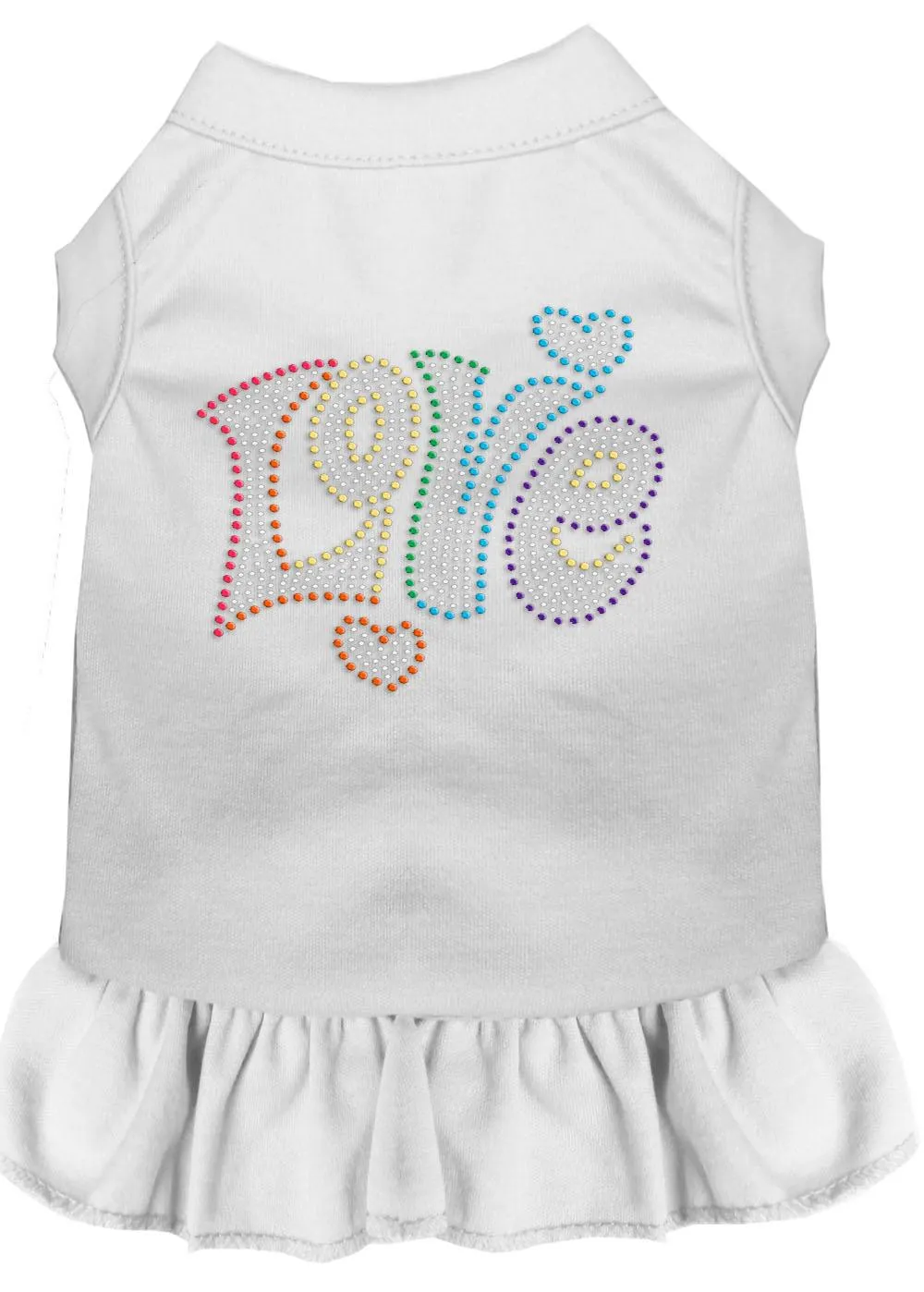 Technicolor Love Rhinestone Pet Dress White 4x (22)