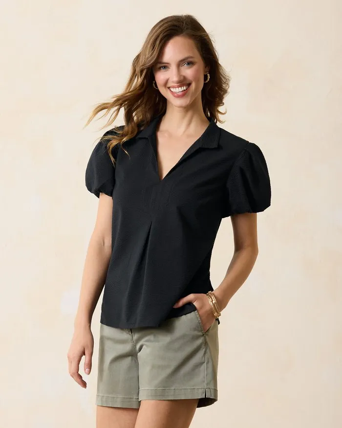 Tommy Bahama Nova Wave Puff Sleeve Top Black