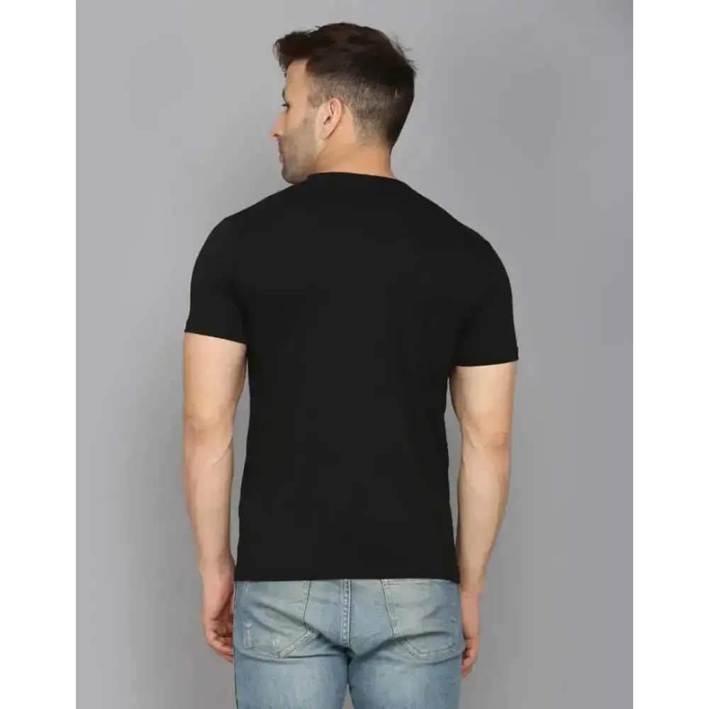 Trendy Cotton Blend Black Tees For Men