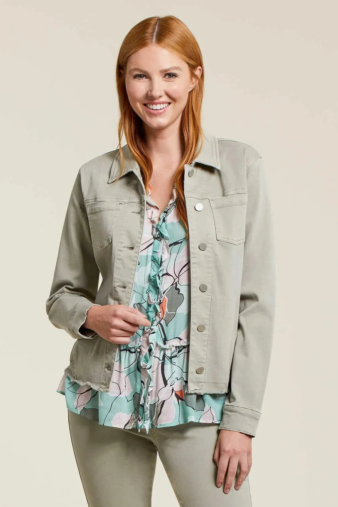 Tribal | Frayed Button-Up Jacket | Women's