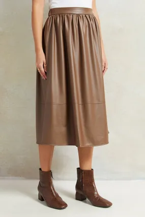 Women Brown Gathered Skirt