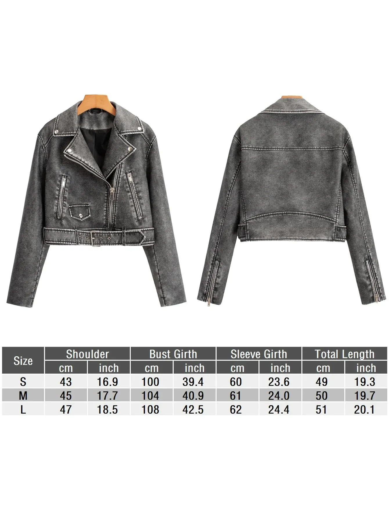 Women Edgy Faux Leather Tailored Biker Jacket