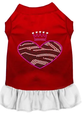 Zebra Heart Rhinestone Dress Red With White Lg (14)